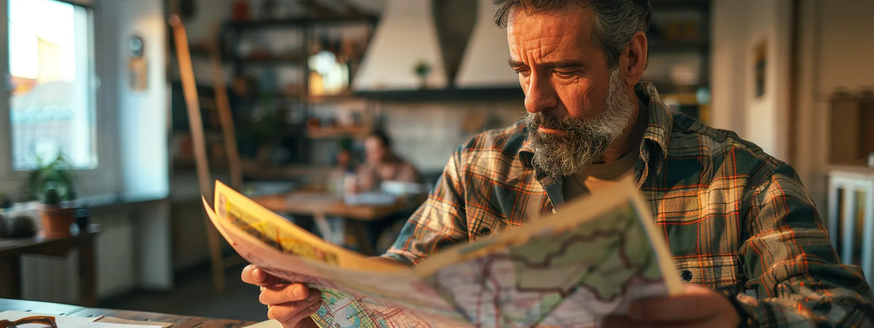 a plumber discussing local marketing strategies with a map of different cities in the background.