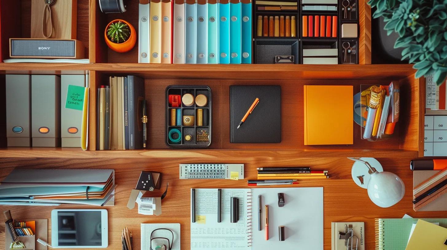 a vibrant, modern office workspace showcasing a stylish array of premium stationery and elegant fountain pens, thoughtfully arranged around a sleek digital setup, embodying the essence of integrated digital marketing solutions through a harmonious blend of creativity and technology.